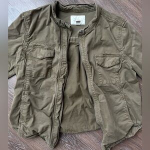 Hinge Military Style Zip-Up Olive Green Jacket